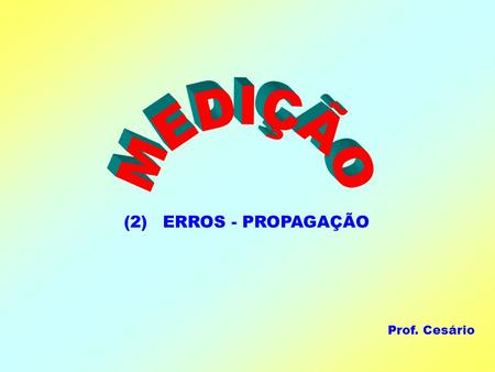 MEDIÇÃO ERROS - PROPAGAÇÃO (2) Prof. Cesário.