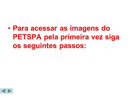 Para acessar as imagens do PETSPA pela primeira vez siga os seguintes passos: