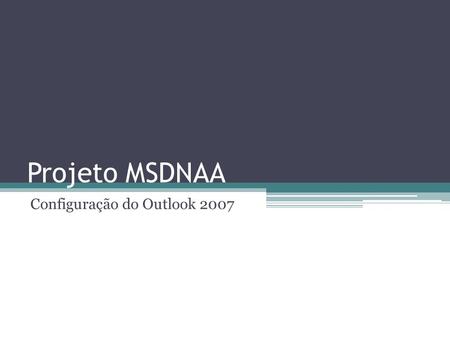 Configuração do Outlook 2007