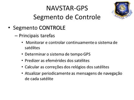 NAVSTAR-GPS Segmento de Controle