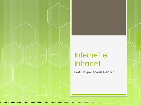 Internet e Intranet Prof. Sérgio Ricardo Salazar.