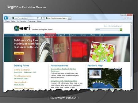 Registo – Esri Virtual Campus.