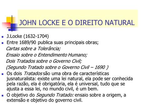 JOHN LOCKE E O DIREITO NATURAL