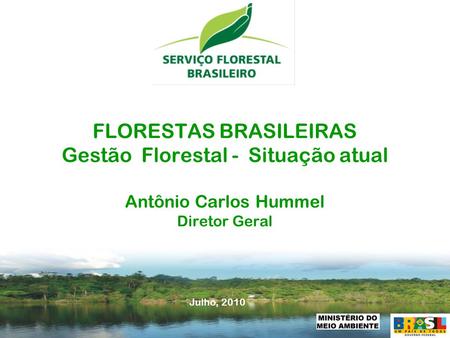FLORESTAS BRASILEIRAS Gestão Florestal - Situação atual Antônio Carlos Hummel Diretor Geral Julho, 2010.