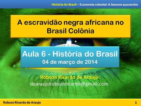 A escravidão negra africana no Brasil Colônia