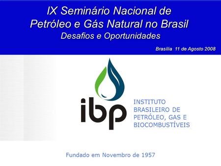 IX Seminário Nacional de Petróleo e Gás Natural no Brasil