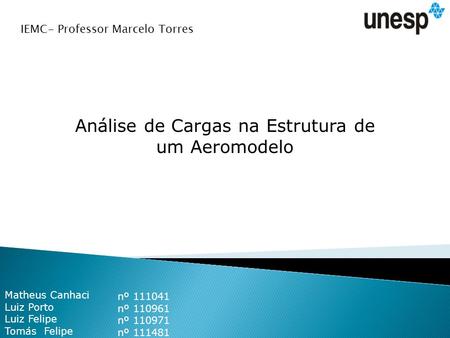 Análise de Cargas na Estrutura de um Aeromodelo
