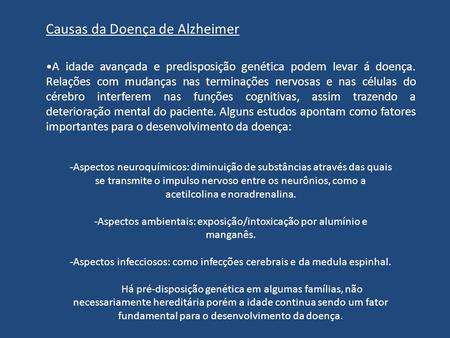 Causas da Doença de Alzheimer
