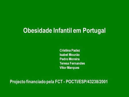 Obesidade Infantil em Portugal