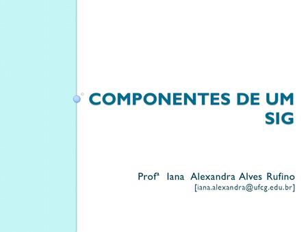 Componentes de um sig Profª Iana Alexandra Alves Rufino