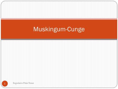 Muskingum-Cunge Engenheiro Plínio Tomaz.