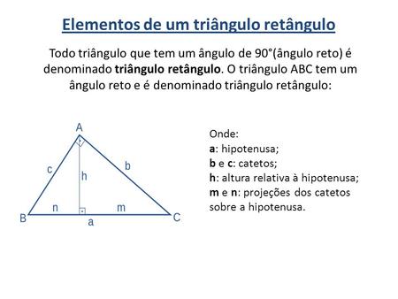 Elementos de um triângulo retângulo