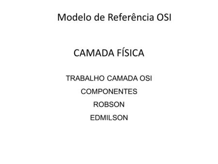 Modelo de Referência OSI