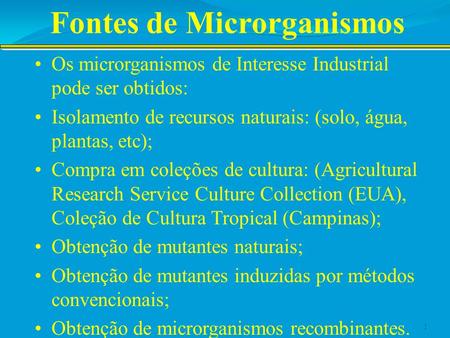 Fontes de Microrganismos