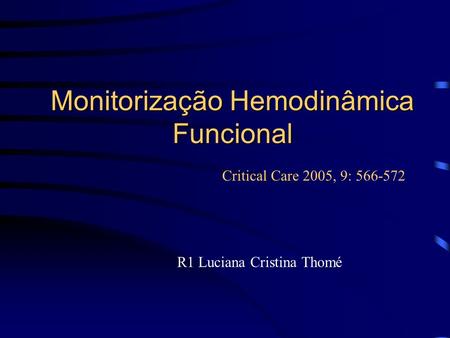 Monitorização Hemodinâmica Funcional