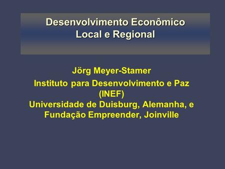 Desenvolvimento Econômico Local e Regional