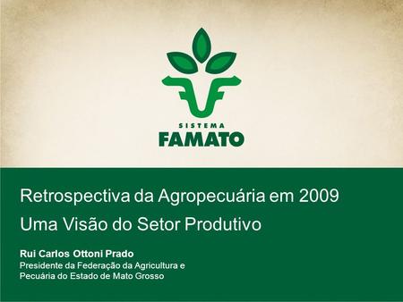 Retrospectiva da Agropecuária em 2009 Uma Visão do Setor Produtivo