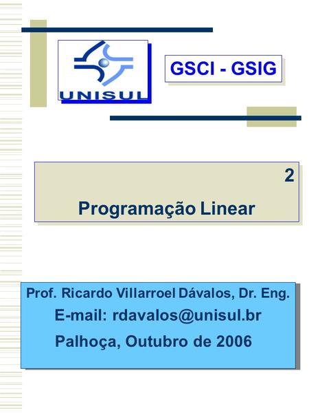 Prof. Ricardo Villarroel Dávalos, Dr. Eng.