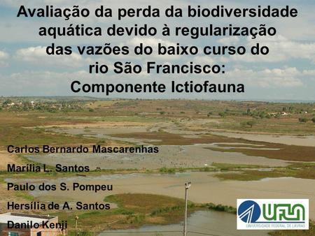 Avaliação da perda da biodiversidade aquática devido à regularização das vazões do baixo curso do rio São Francisco: Componente Ictiofauna Carlos Bernardo.