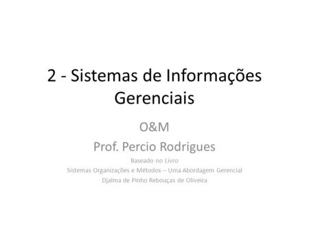 2 - Sistemas de Informações Gerenciais