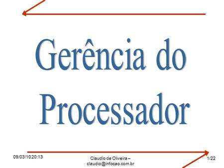 Claudio de Oliveira – claudio@infocao.com.br Gerência do Processador 09/03/10 20:13 Claudio de Oliveira – claudio@infocao.com.br.