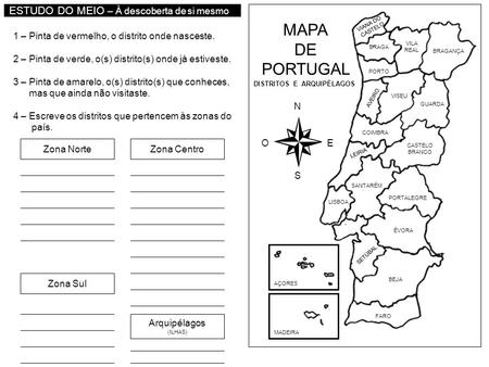 MAPA DE PORTUGAL ESTUDO DO MEIO – À descoberta de si mesmo