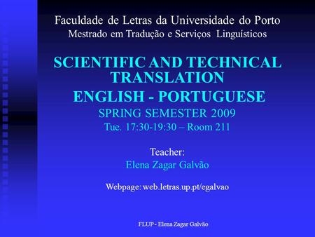 SCIENTIFIC AND TECHNICAL TRANSLATION