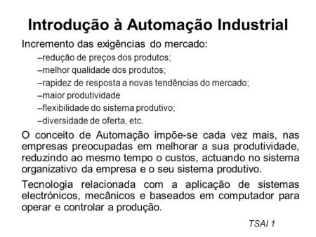 Introdução à Automação Industrial