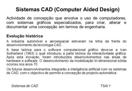Sistemas CAD (Computer Aided Design)