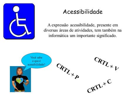 Acessibilidade CRTL + V CRTL + P CRTL + C