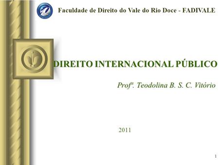 DIREITO INTERNACIONAL PÚBLICO Profª. Teodolina B. S. C. Vitório 2011