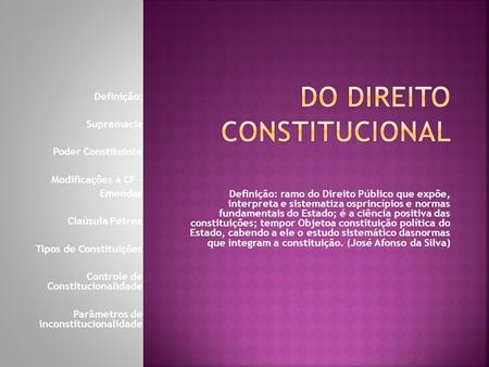 DO DIREITO CONSTITUCIONAL
