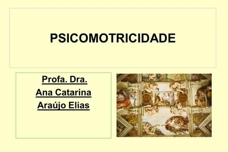PSICOMOTRICIDADE Profa. Dra. Ana Catarina Araújo Elias.