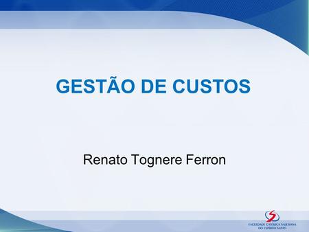 GESTÃO DE CUSTOS Renato Tognere Ferron.