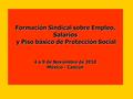 Formación Sindical sobre Empleo, Salarios y Piso básico de Protección Social 4 a 9 de Noviembre de 2010 México - Cancún.