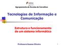 Tecnologias de Informação e Comunicação Estrutura e funcionamento de um sistema informático Agrupamento de Escolas de Carvalhos Professora Susana Oliveira.