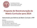 Proposta de Reestruturação da Matriz Curricular para 2014 Subcomissão para Reforma da Matriz Curricular e PPP Membros: Prof. Sérgio Salomão Shecaira Prof.