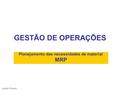Jurandir Peinado GESTÃO DE OPERAÇÕES Planejamento das necessidades de material MRP.