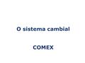 O sistema cambial COMEX. NOÇÃO DE CÂMBIO  Câmbio é compra ou venda de moedas estrangeiras ou de papéis que as representem.  No Brasil, em decorrência.