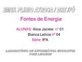 Fontes de Energia ALUNAS: Alice Jaciele n° 01 Bianca Letícia nº 04 Série: 8ªA.