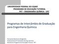 UNIVERSIDADE FEDERAL DO CEARÁ PROGRAMA DE EDUCAÇÃO TUTORIAL PET – ENGENHARIA QUÍMICA - UFC Programas de Intercâmbio de Graduação para Engenharia Química.