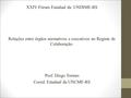 XXIV Fórum Estadual da UNDIME-RS Relações entre órgãos normativos e executivos no Regime de Colaboração. Prof. Diego Tormes Coord. Estadual da UNCME-RS.
