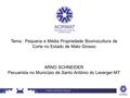 Tema.: Pequena e Média Propriedade Bovinocultura de Corte no Estado de Mato Grosso ARNO SCHNEIDER Pecuarista no Município de Santo Antônio do Leverger-MT.