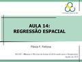 AULA 14: REGRESSÃO ESPACIAL Flávia F. Feitosa BH1350 – Métodos e Técnicas de Análise da Informação para o Planejamento Agosto de 2014.