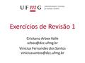 UNIVERSIDADE FEDERAL DE MINAS GERAIS Exercícios de Revisão 1 Crisitano Arbex Valle Vinicius Fernandes dos Santos