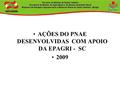 AÇÕES DO PNAE DESENVOLVIDAS COM APOIO DA EPAGRI - SC 2009.
