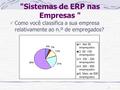 1 Sistemas de ERP nas Empresas  Como você classifica a sua empresa relativamente ao n.º de empregados?