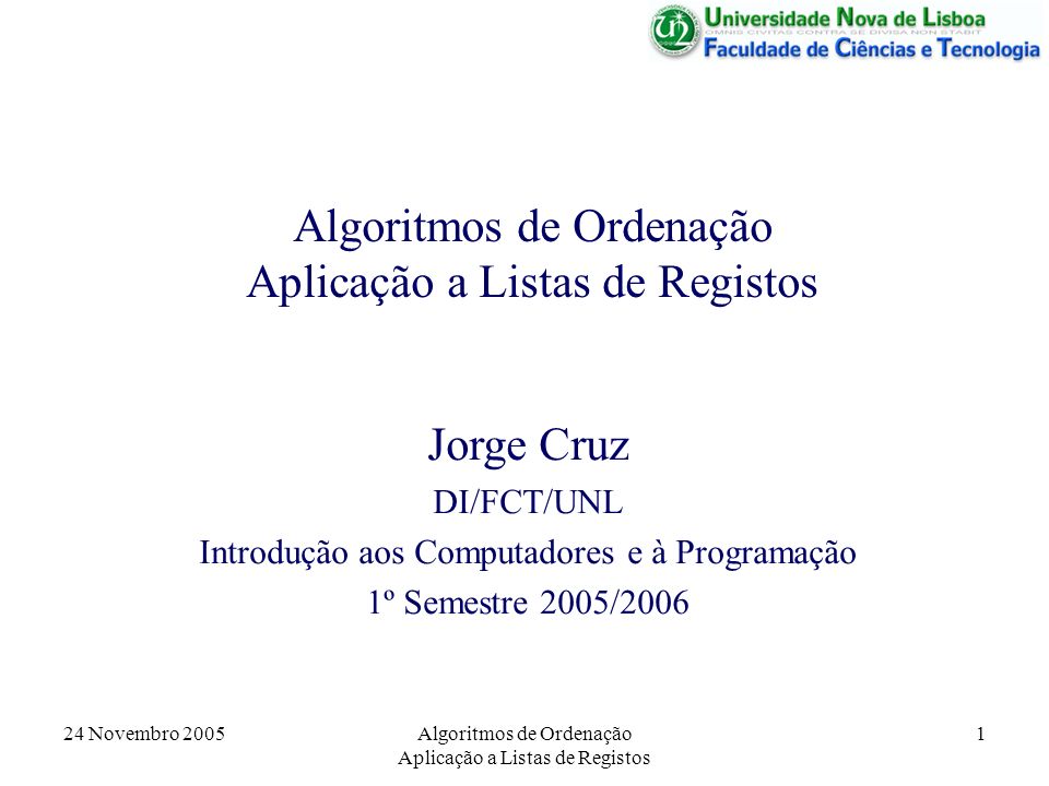 Algoritmos de ordenação - ppt carregar