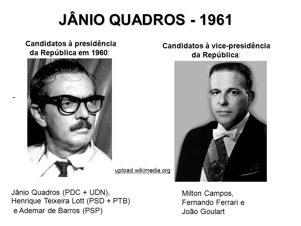JÂNIO QUADROS Candidatos à presidência da República em 1960: - ppt carregar