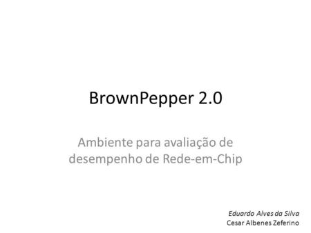 BrownPepper 2.0 Ambiente para avaliação de desempenho de Rede-em-Chip Eduardo Alves da Silva Cesar Albenes Zeferino.